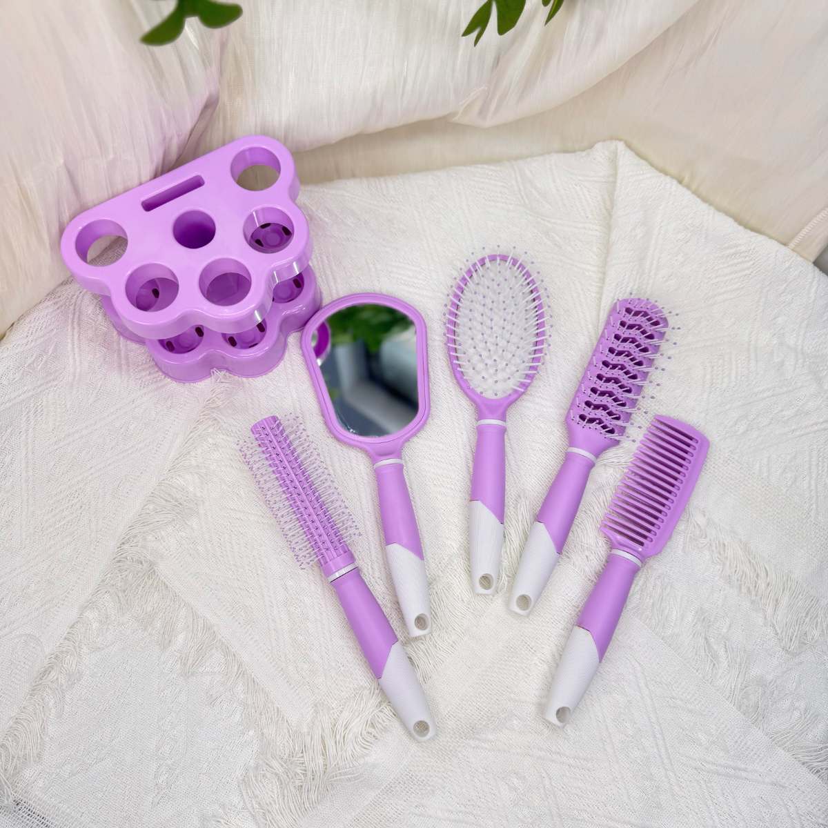 NEW LAUNCH OF 5PCS HAIR BRUSH SET WITH MIRROR 
