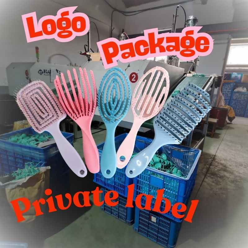 Curved detangling hair brush set 