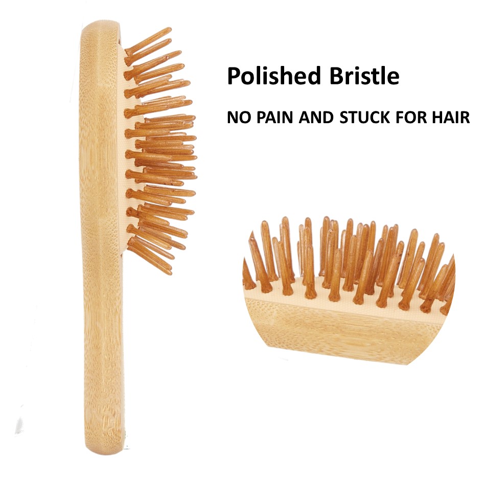polished pin wooden hair brush
