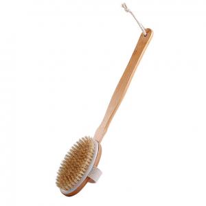 Bamboo Wood Detachable Long Straight Handle Bath brush for back 
