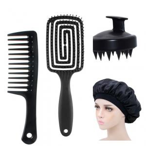 Detangler hair brush and combs set for curly wave hair 