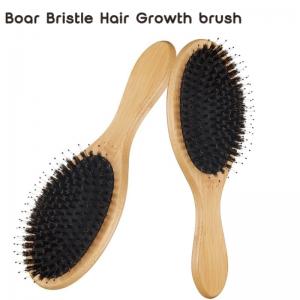 Hair Growth comb wooden handle bamboo boar bristle hair brush 