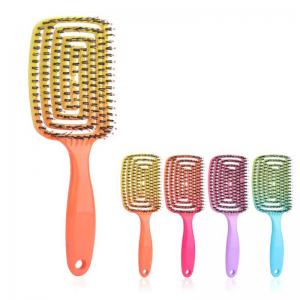 Rainbow Boar Bristle Hair Brush detangling and scalp massage