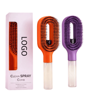 2-in-1 Manual Detangler Hair Brush with Built-In Mister Spray