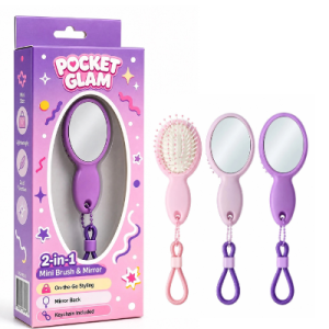Mini Detangling Travel Hair Brush with Built-in Mirror,Brush for Purse, Travel & Everyday Use